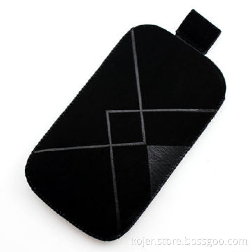 Mobile Phone Pouch, Made of Frosted Material with Embossed Pattern and Retractable Pull-tab